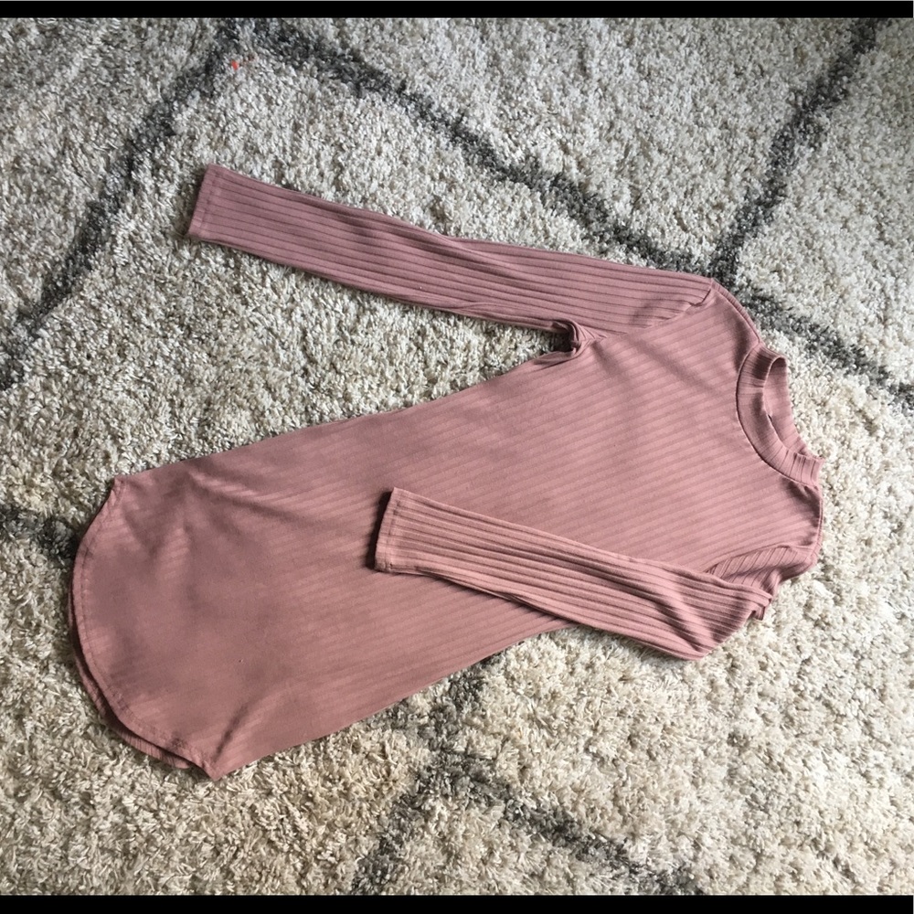 Mauve Ribbed Bodycon Dress